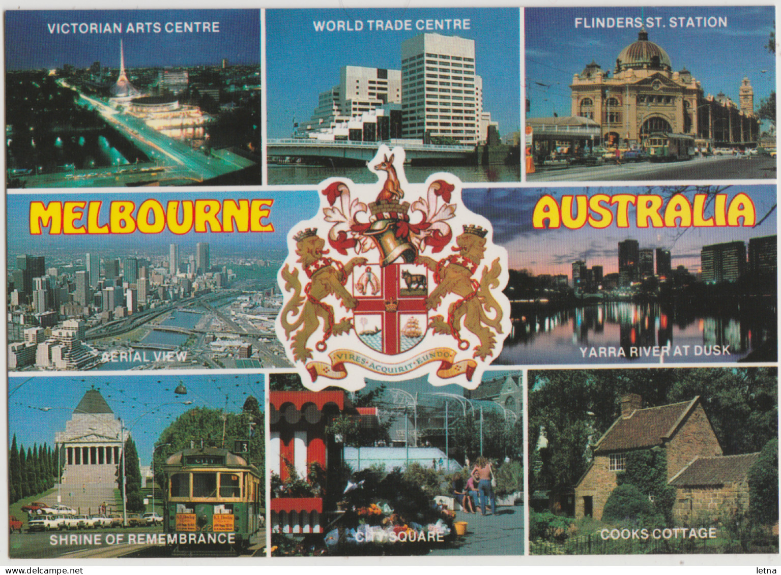 Australia VICTORIA VIC Buildings City Trams Railway Station MELBOURNE Nucolorvue 12ML015 Postcard C1970s - Melbourne