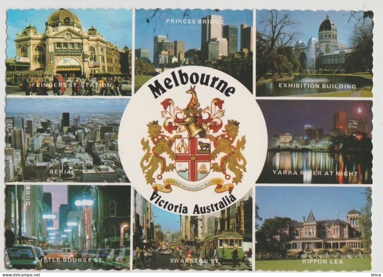 Australia VICTORIA VIC Tram Railway Station Buildings City Multiviews MELBOURNE Nucolorvue MLC15 Postcard C1970s - Melbourne