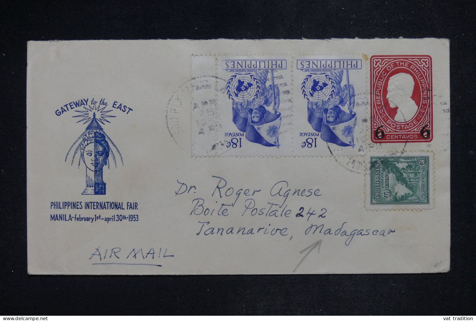 PHILIPPINES - Entier Avec Complément Pour Madagascar - 1953 - A 2790 - Filippine