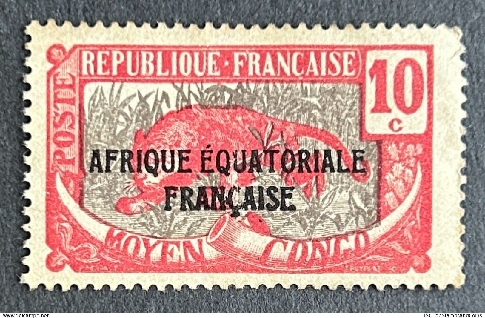 FRCG093U2 - Leopard - Overprinted AEF - 10 C Used Stamp - Middle Congo - 1925 - Used Stamps