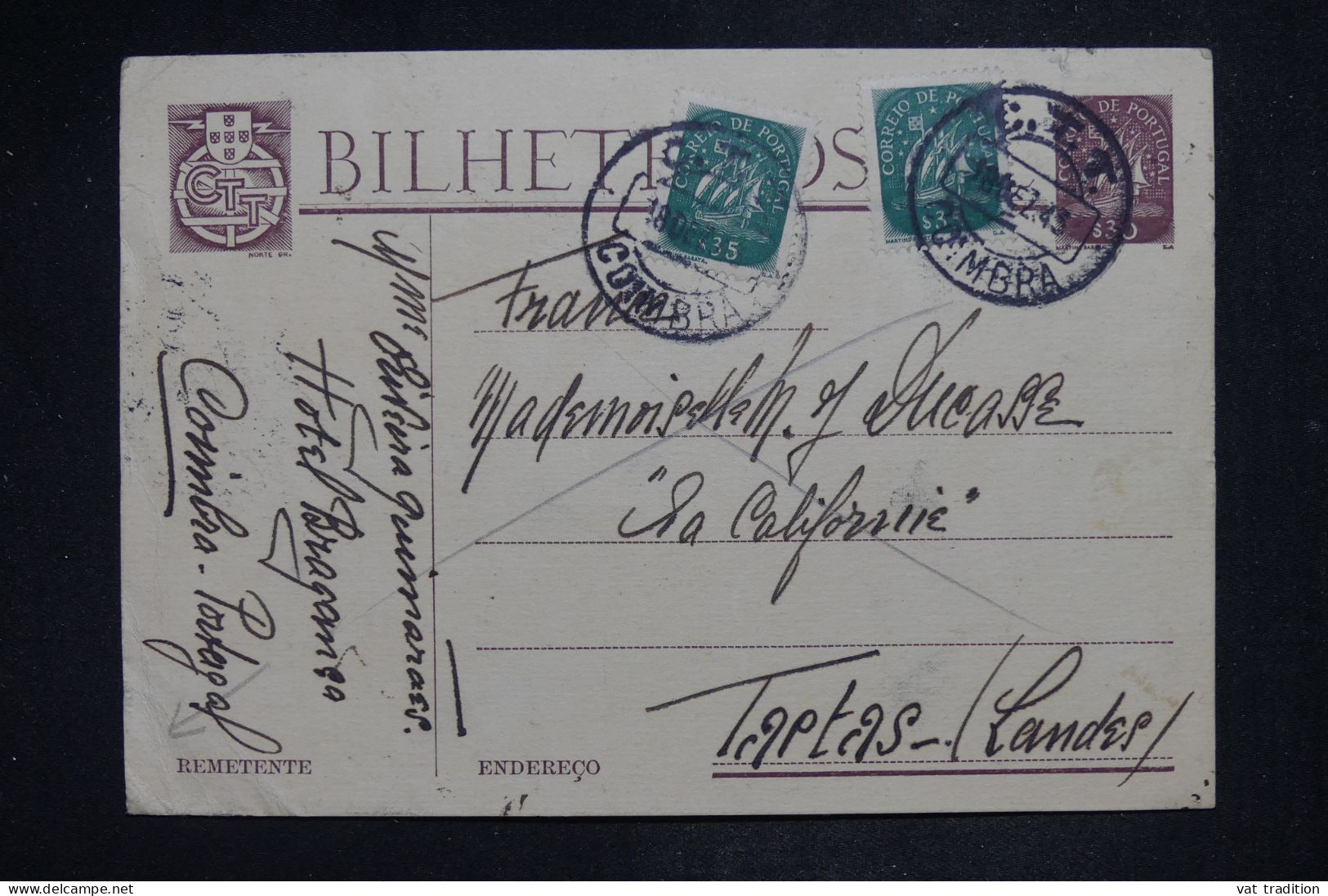 PORTUGAL - Entier Avec Compléments Pour La France - 1943 - Défauts - A 2794 - Poststempel (Marcophilie)