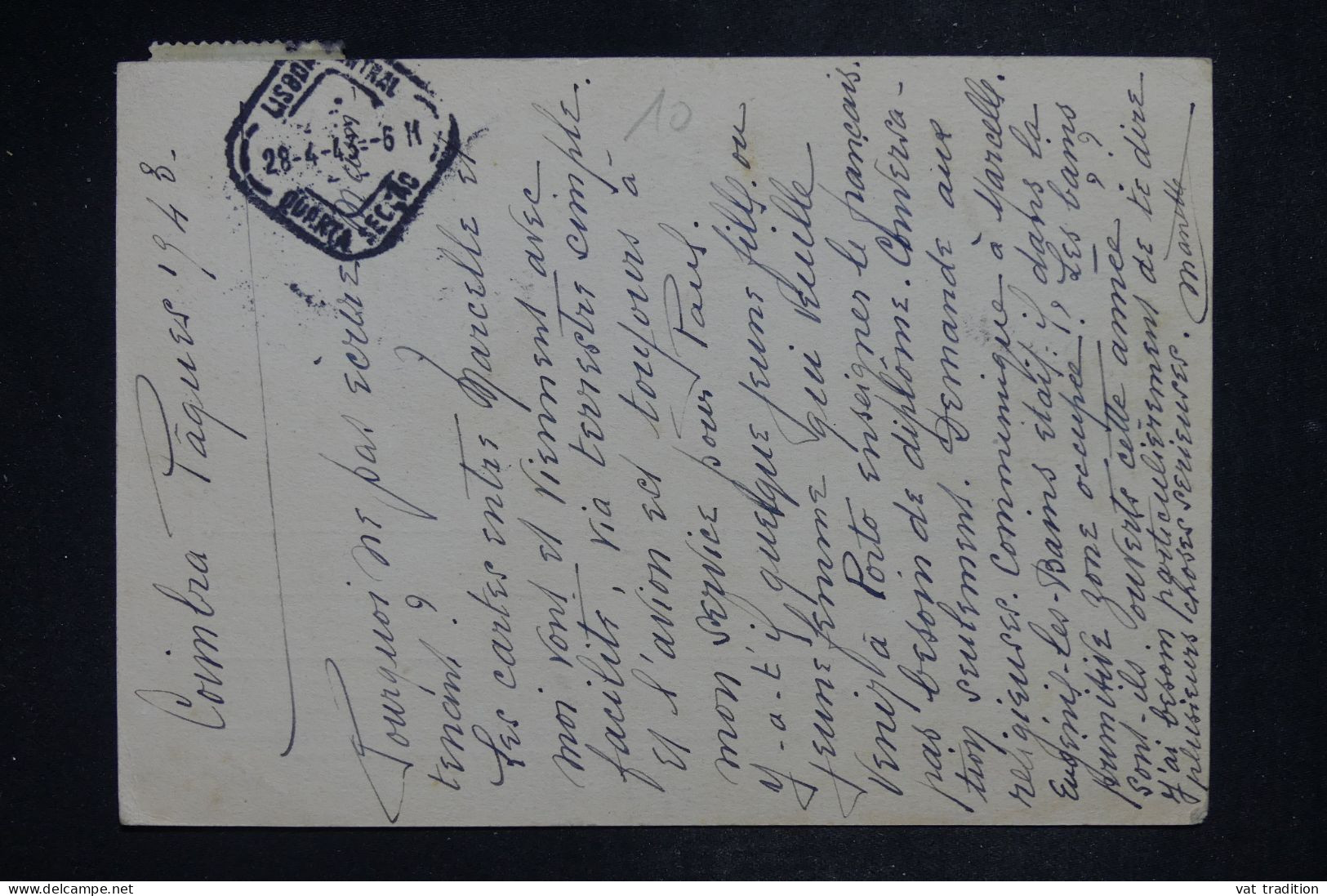 PORTUGAL - Entier Avec Censure Allemande Avec Compléments Pour La France - 1943 - A 2795 - Postmark Collection