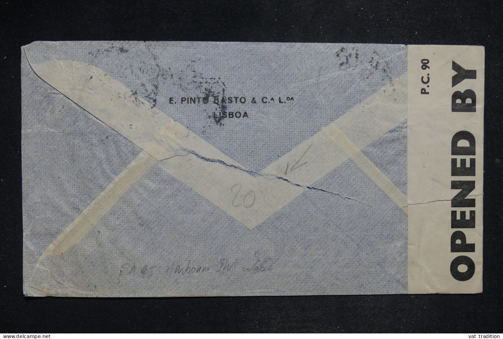 PORTUGAL - Lettre Censurée Pour New York - 1941 - Voir Défaut Au Dos - A 2797 - Postmark Collection