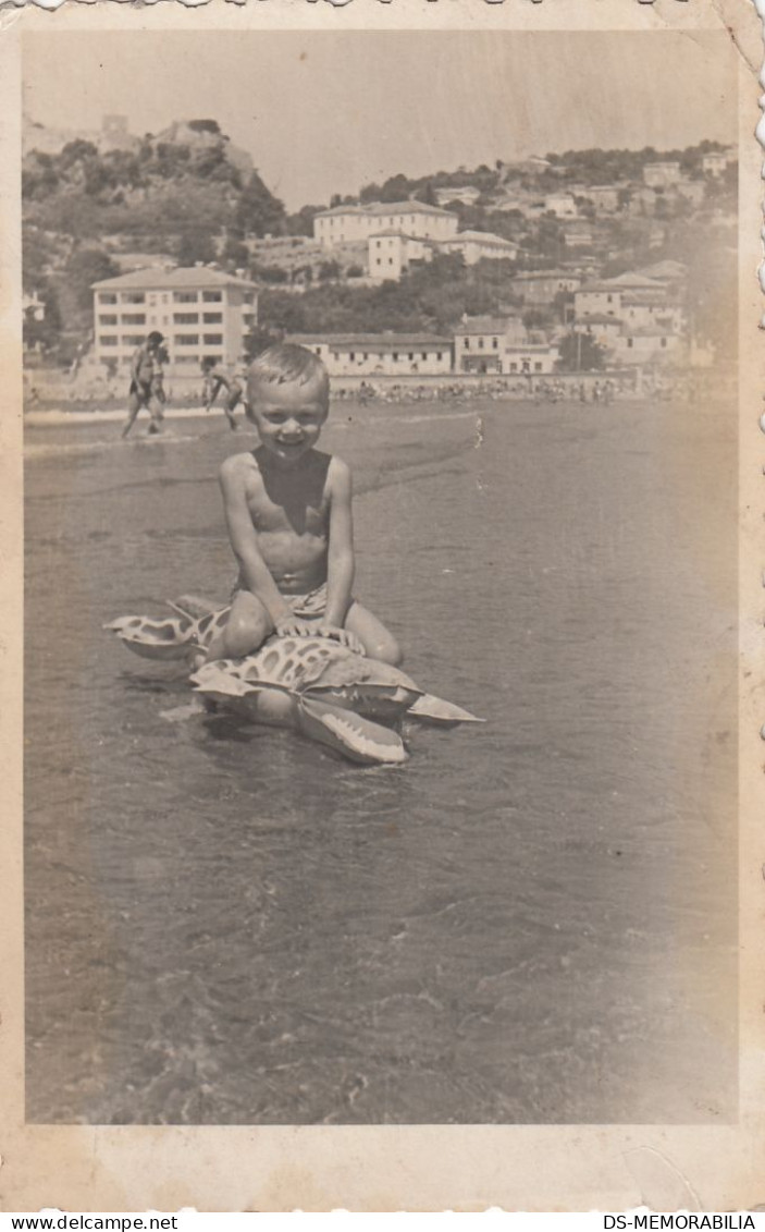 Ulcinj - Beach Scene , Boy With Plastic Crocodile Toy - Montenegro