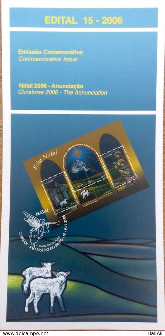 Brochure Brazil Edital 2006 15 Christmas Annunciation Religion Sheep Without Stamp - Briefe U. Dokumente