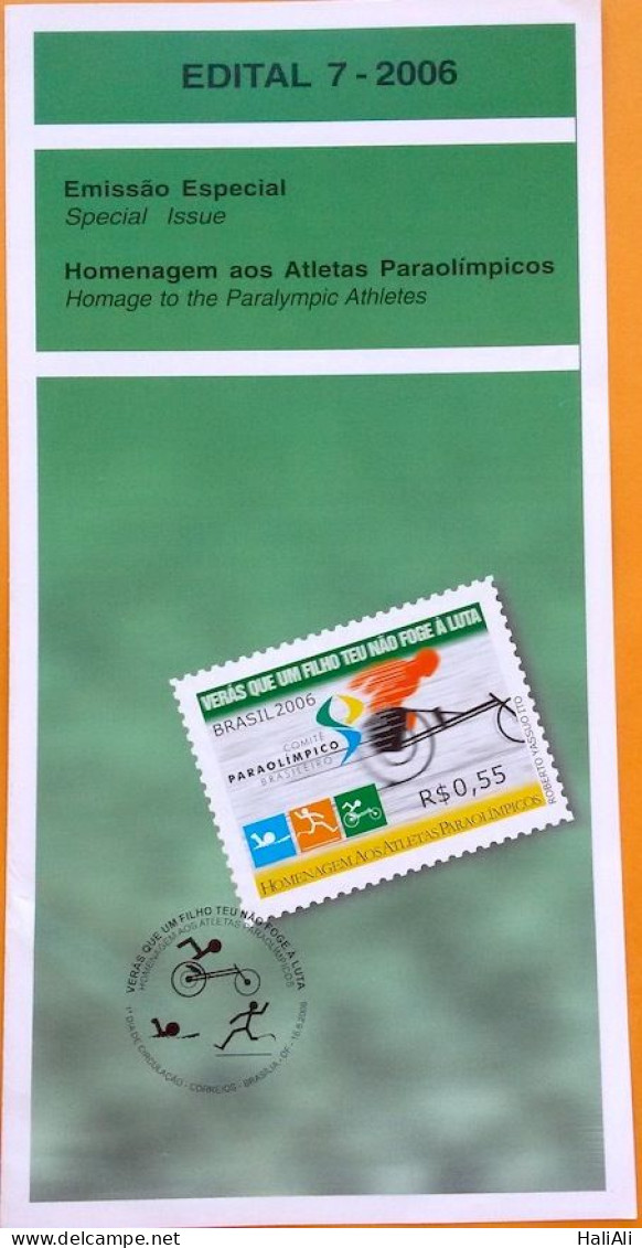 Brochure Brazil Edital 2006 07 Paralympic Athletes Sport Without Stamp - Lettres & Documents