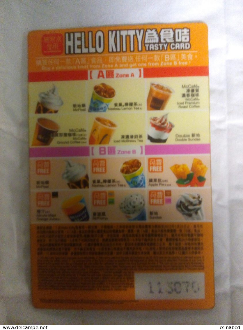 Rare China Hong Kong McDonald's Hello Kitty Hamburglar Hologram Tasty Card - Other & Unclassified
