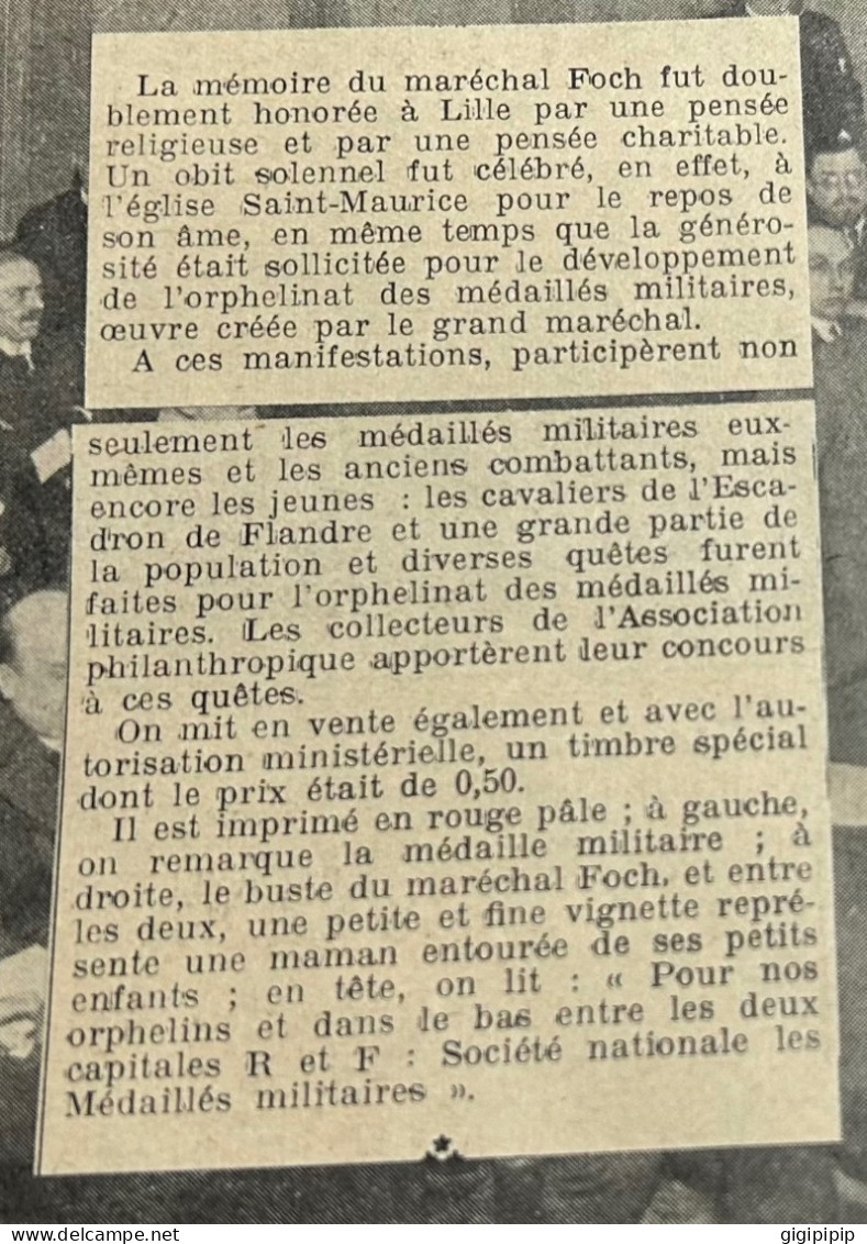 1930 GHI13 L'ANNIVERSAIRE MORT DU MARECHAL FOCH MANIFESTATION DES MEDAILLES MILITAIRES ET DE L'ESCADRON DE FLANDRE Lille - Collections