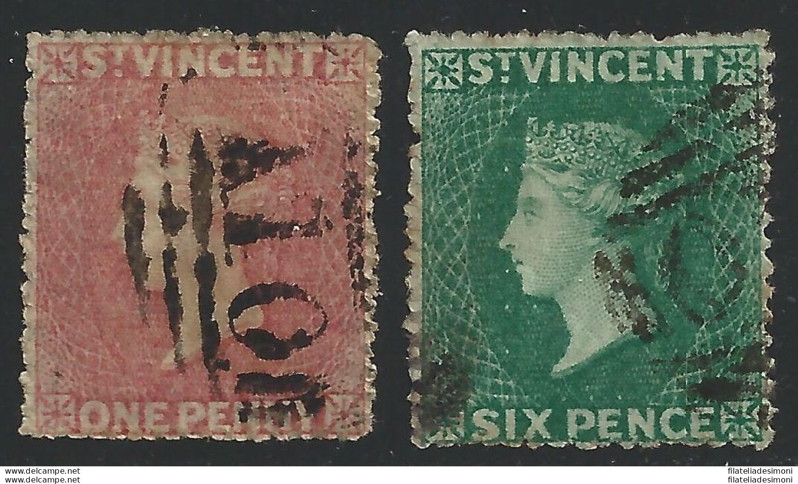 1861 ST. VINCENT - SG N° 1/2  2 Valori  USATI - Sonstige & Ohne Zuordnung