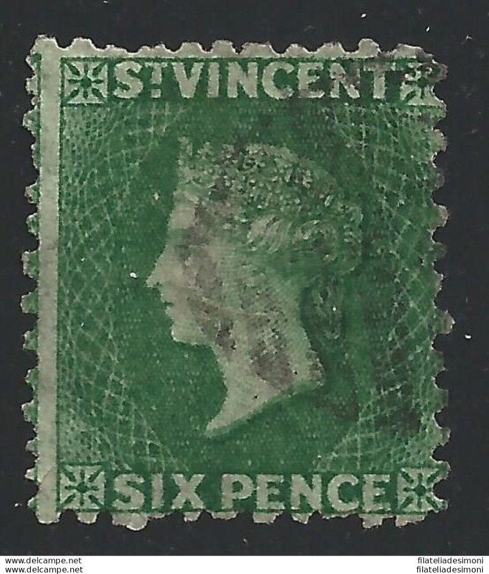 1868 ST. VINCENT - SG N° 7  6d. Deep Green  USATO - Altri & Non Classificati