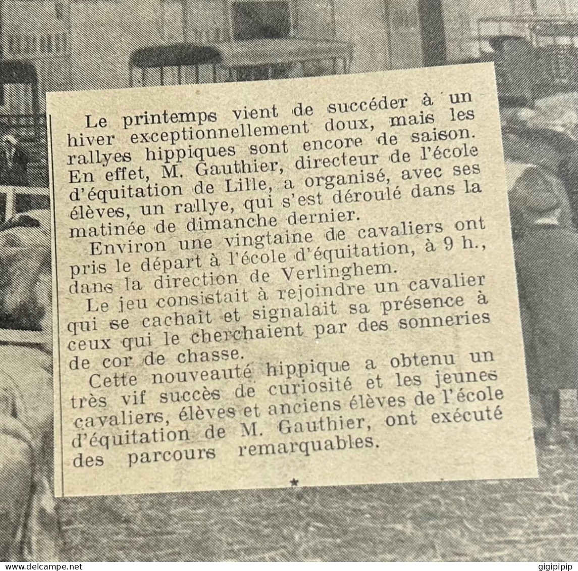 1930 GHI13 RALLYE HIPPIQUE DES ELEVES DE L'ECOLE D'EQUITATION DE LILLE Gauthier, Directeur De L'école D'équitation - Verzamelingen