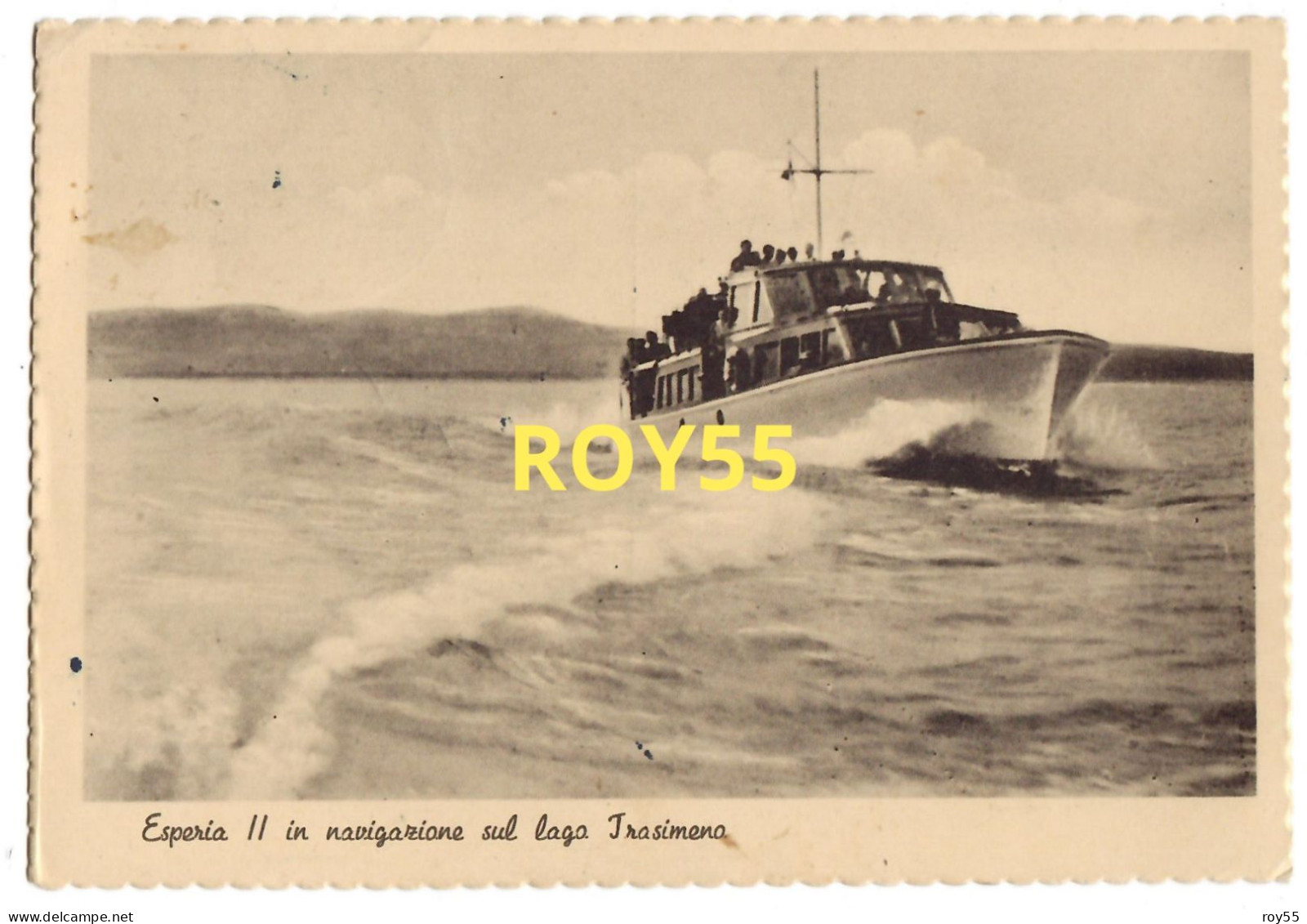 Umbria Perugia Castiglione Del Lago (foto Ricci) Traghetto Esperia II In Navigazione Sul Lago Trasimeno Primi Anni 50 - Ferries