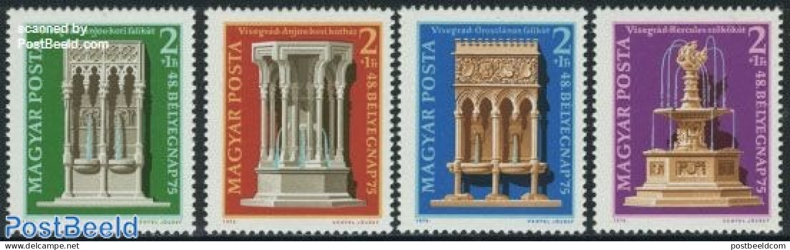 Hungary 1975 Stamp Day, Eur. Monuments 4v, Mint NH, History - Europa Hang-on Issues - Stamp Day - Unused Stamps