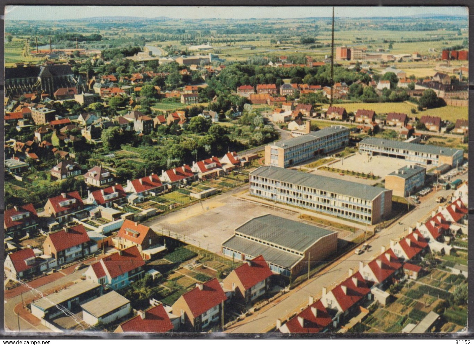 CPM  De 62  AIRE SUR LA LYS  " Vue Aérienne  Sur Le Groupe Scolaire Jean JAURES "  Le 11 3 1972 - Aire Sur La Lys