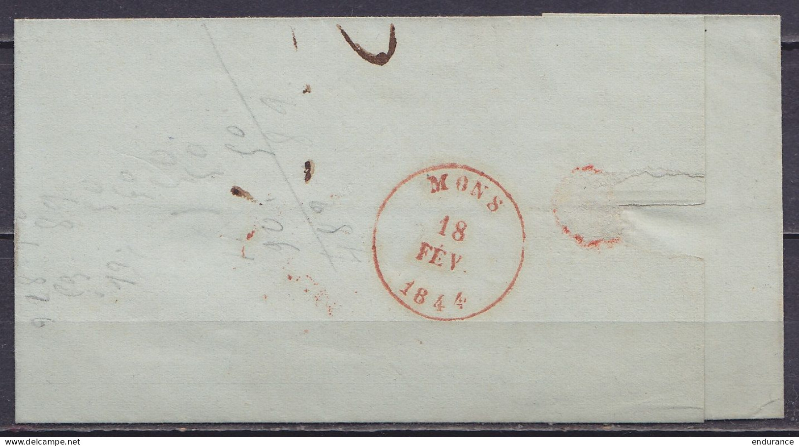 LSC (sans Contenu) Càd MONS /17 FEV 1841 Pour E/V - Boîte Rurale "C" - Port "2" (au Dos: Càd Arrivée MONS) - 1830-1849 (Belgique Indépendante)