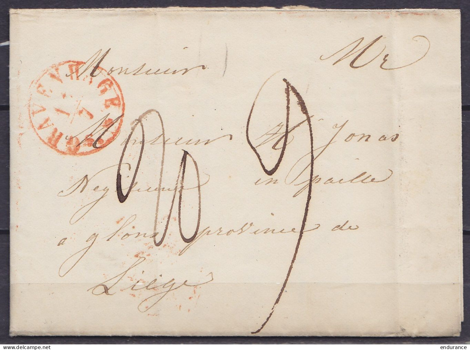 L. Datée 17 Juillet 1831 De LA HAYE Càd 's GRAVENHAGUE /17/7 Pour GLONS (au Dos: Càd Bureau D'échange "PAYS-BAS PAR ANVE - 1830-1849 (Belgio Indipendente)