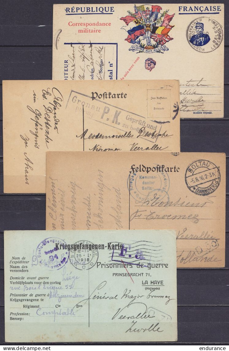 Lot De 26 Courrier Kriegsgefangenen Pour Et De Prisonniers De Guerre Belges De LÜTTICH, BRÜSSEL, 's GRAVENHAGUE, GÜNSTRO - Krijgsgevangenen