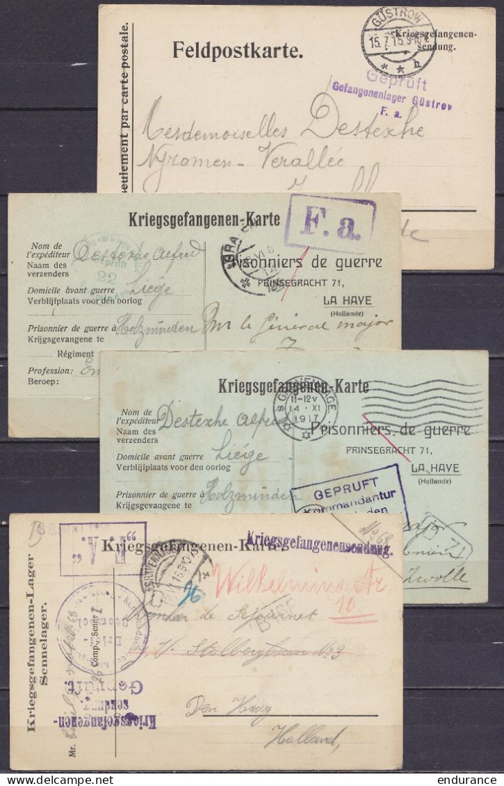 Lot De 26 Courrier Kriegsgefangenen Pour Et De Prisonniers De Guerre Belges De LÜTTICH, BRÜSSEL, 's GRAVENHAGUE, GÜNSTRO - Prisioneros