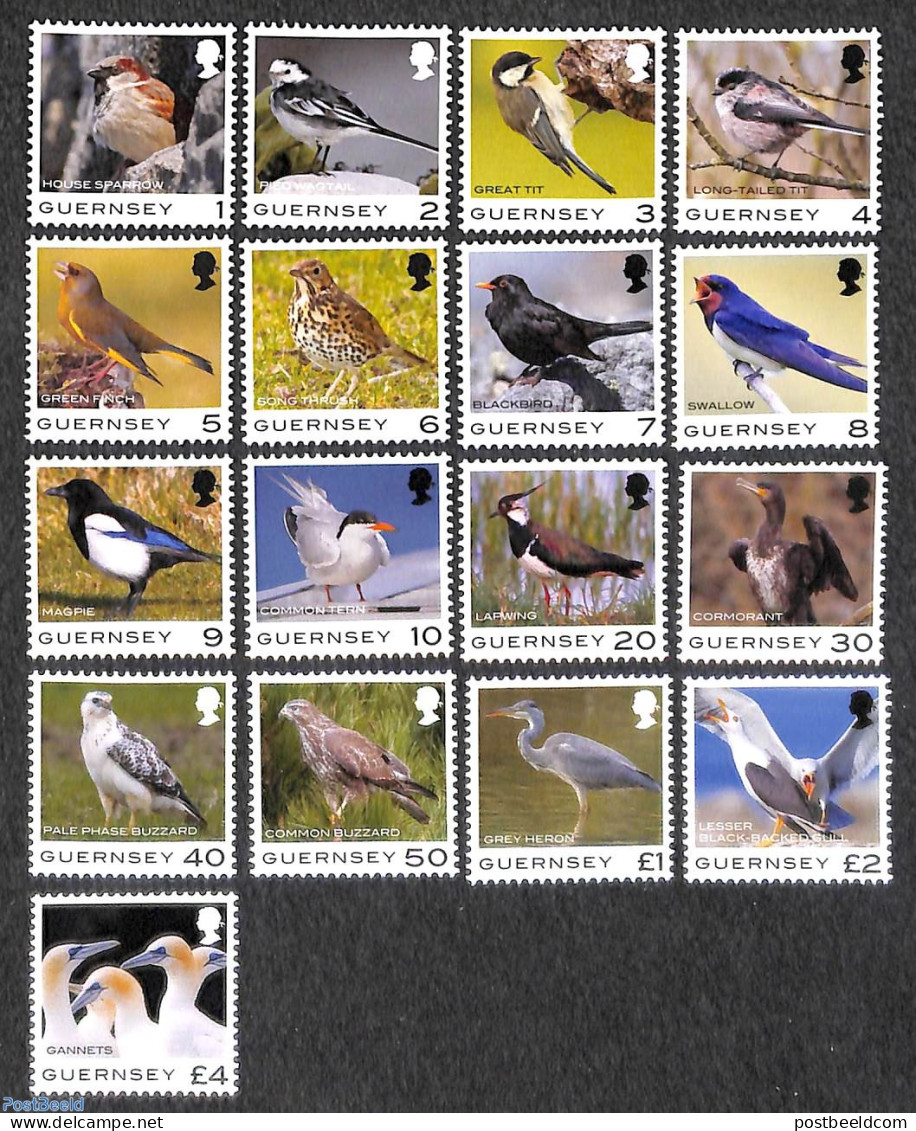 Guernsey 2021 Definitives, Birds 17v, Mint NH, Nature - Birds - Birds Of Prey - Guernesey