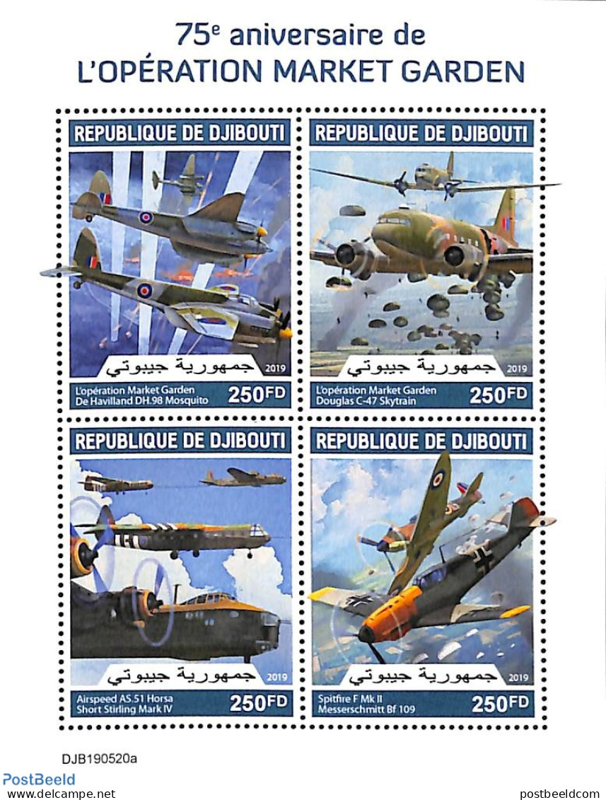 Djibouti 2019 Operation Market Garden 4v M/s, Mint NH, History - Transport - World War II - Aircraft & Aviation - WO2