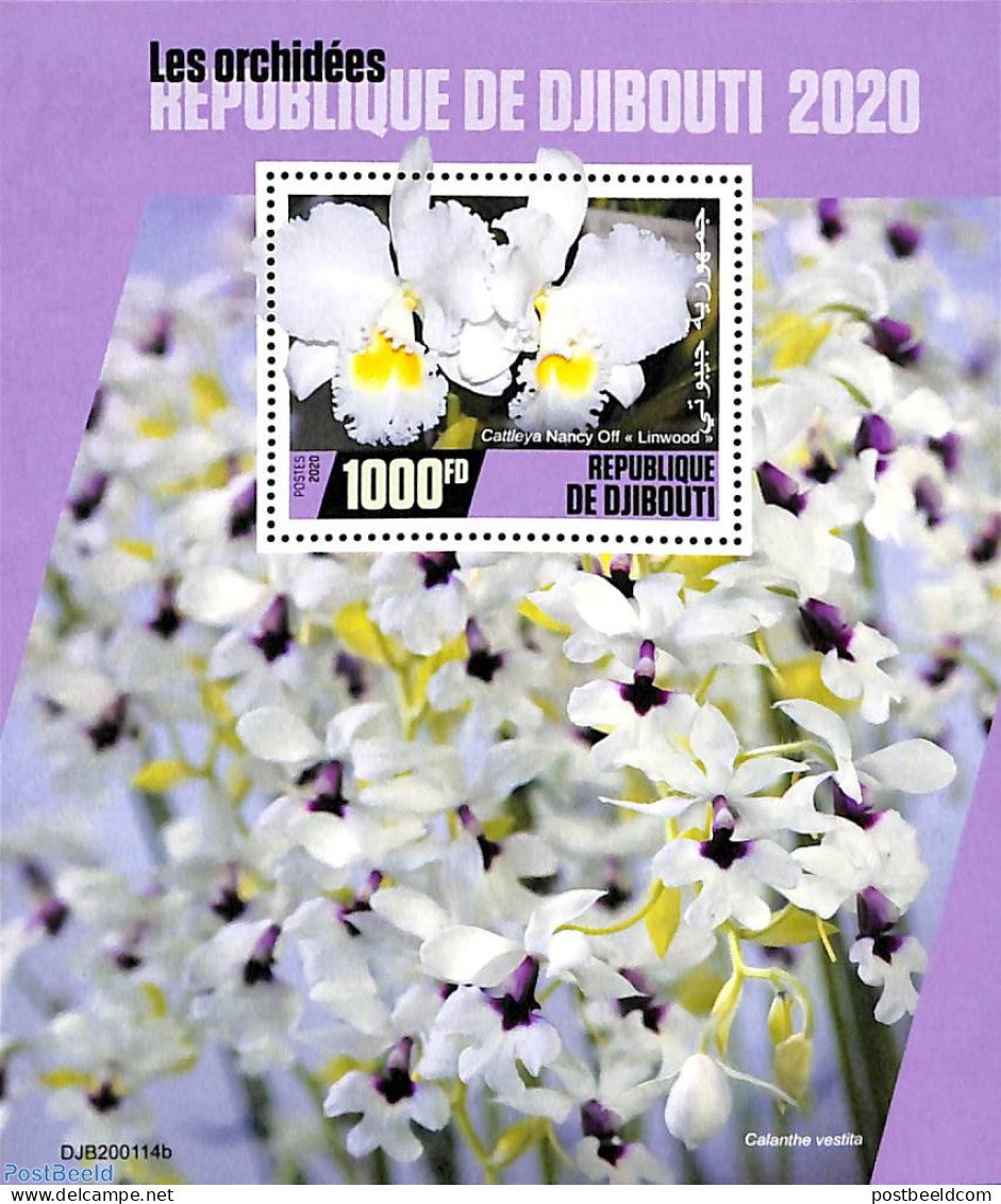 Djibouti 2020 Orchids S/s, Mint NH, Nature - Flowers & Plants - Orchids - Yibuti (1977-...)