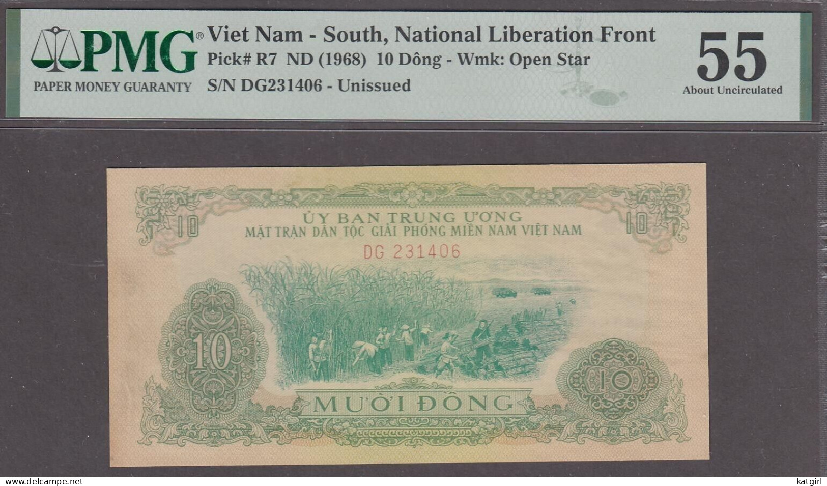 South Vietnam 10 Dong Banknote P-R7 ND 1963 AUNC PMG 55 - Viêt-Nam