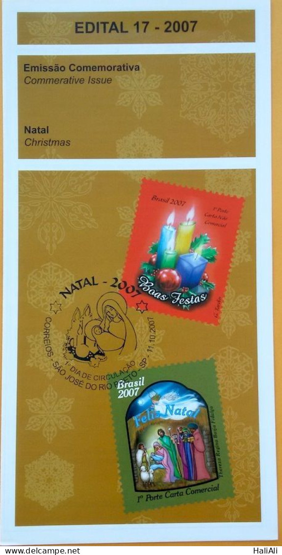 Brochure Brazil Edital 2007 17 Christmas Religion Without Stamp - Briefe U. Dokumente