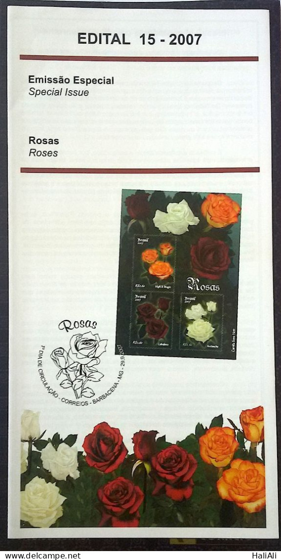 Brochure Brazil Edital 2007 15 Roses Without Stamp - Covers & Documents