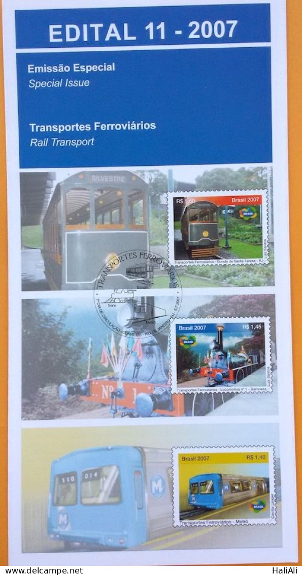 Brochure Brazil Edital 2007 11 Railway Transport Train Without Stamp - Lettres & Documents