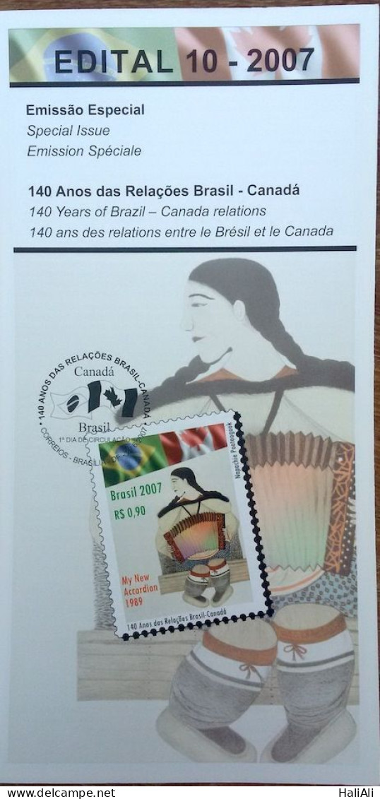 Brochure Brazil Edital 2007 10 Diplomatic Relations Brazil Canada Without Stamp - Covers & Documents