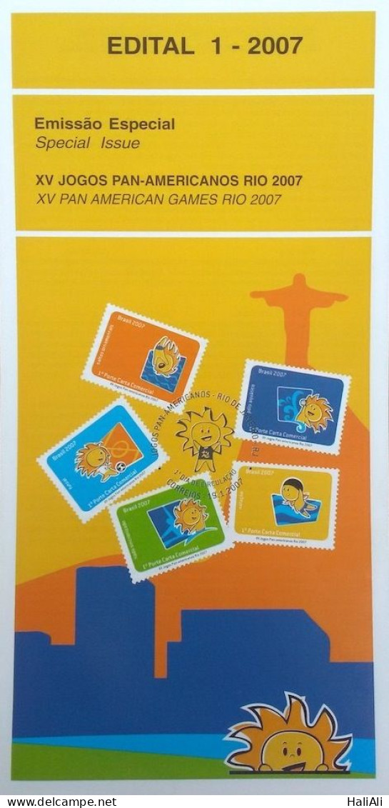 Brochure Brazil Edital 2007 01 Pan American Games Rio Esporte Olympics Without Stamp - Storia Postale