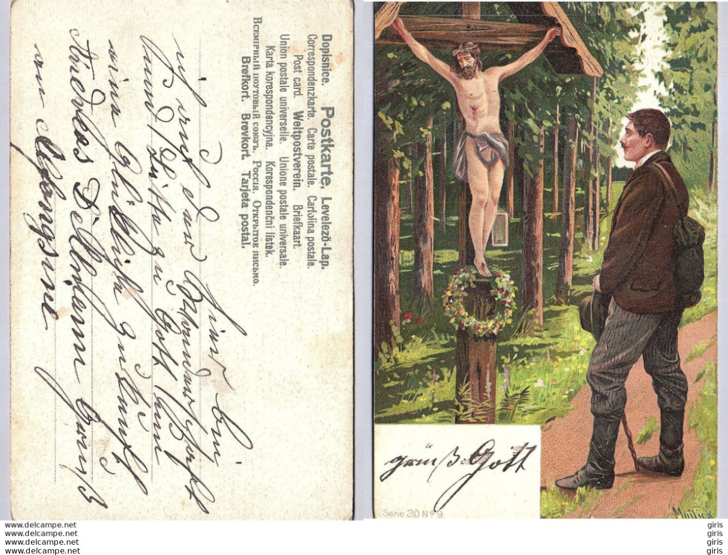 CP - Illustrateur - Mailick, Alfred - Promeneur Devant Jésus - Mailick, Alfred