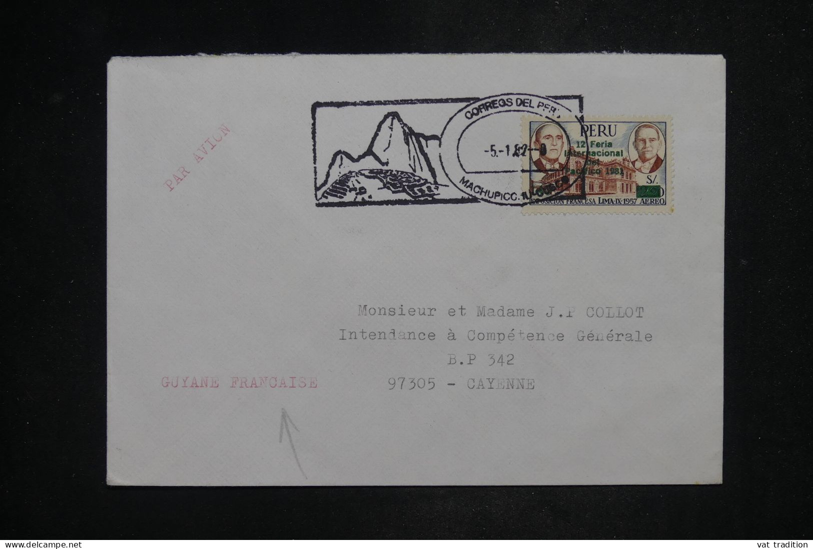 PEROU - Lettre Par Avion Pour La Guyane Française - 1982 - A 2816 - Pérou