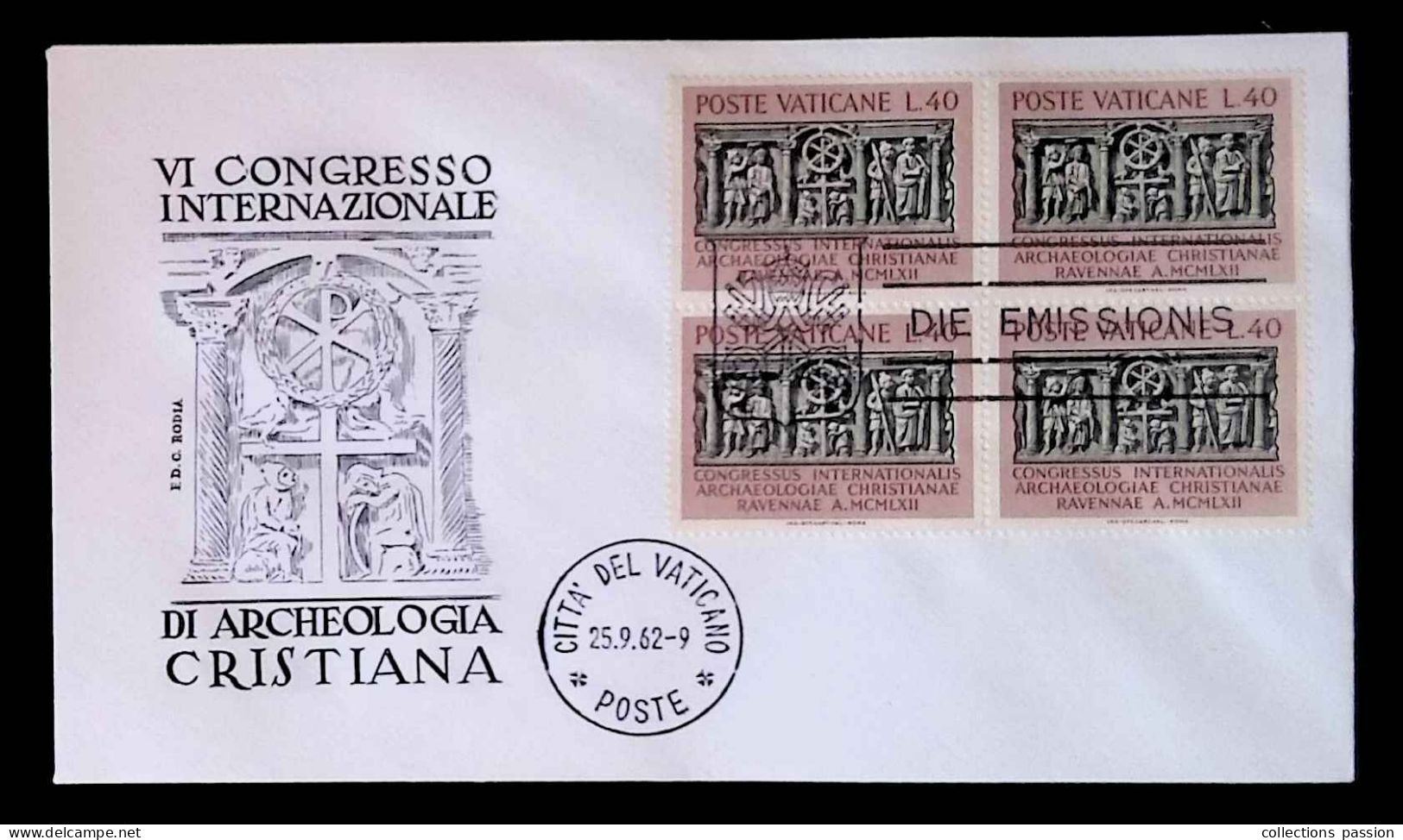 CL, FDC, Premier Jour, Cita Del Vaticano, Poste, 25.9.62, 1962, Die Emissionis, VI Congresso Di Archeologia Cristiana - FDC