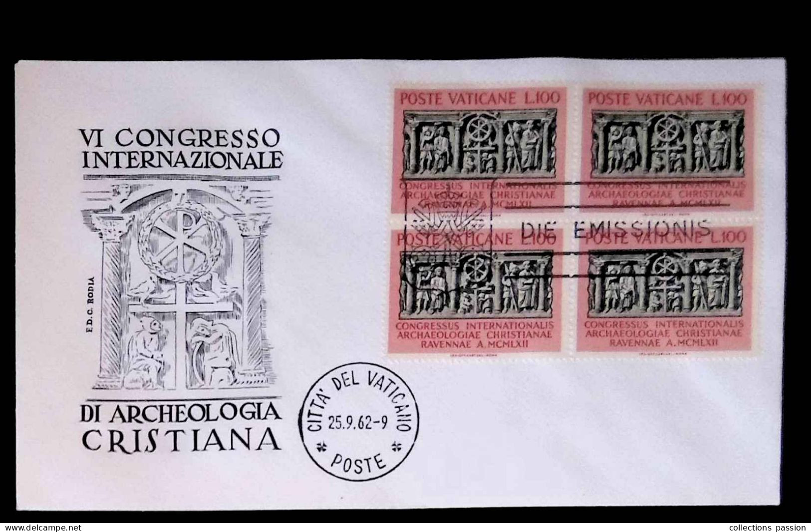 CL, FDC, Premier Jour, Cita Del Vaticano, Poste, 25.9.62, 1962, Die Emissionis, VI Congresso Di Archeologia Cristiana - FDC