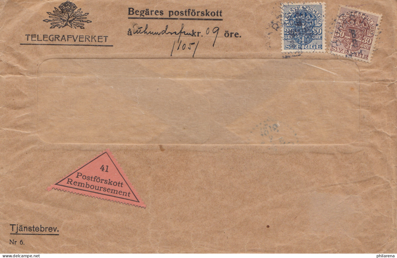 Schweden: 1916: Telegrafverket - Nachnahme - Sonstige & Ohne Zuordnung