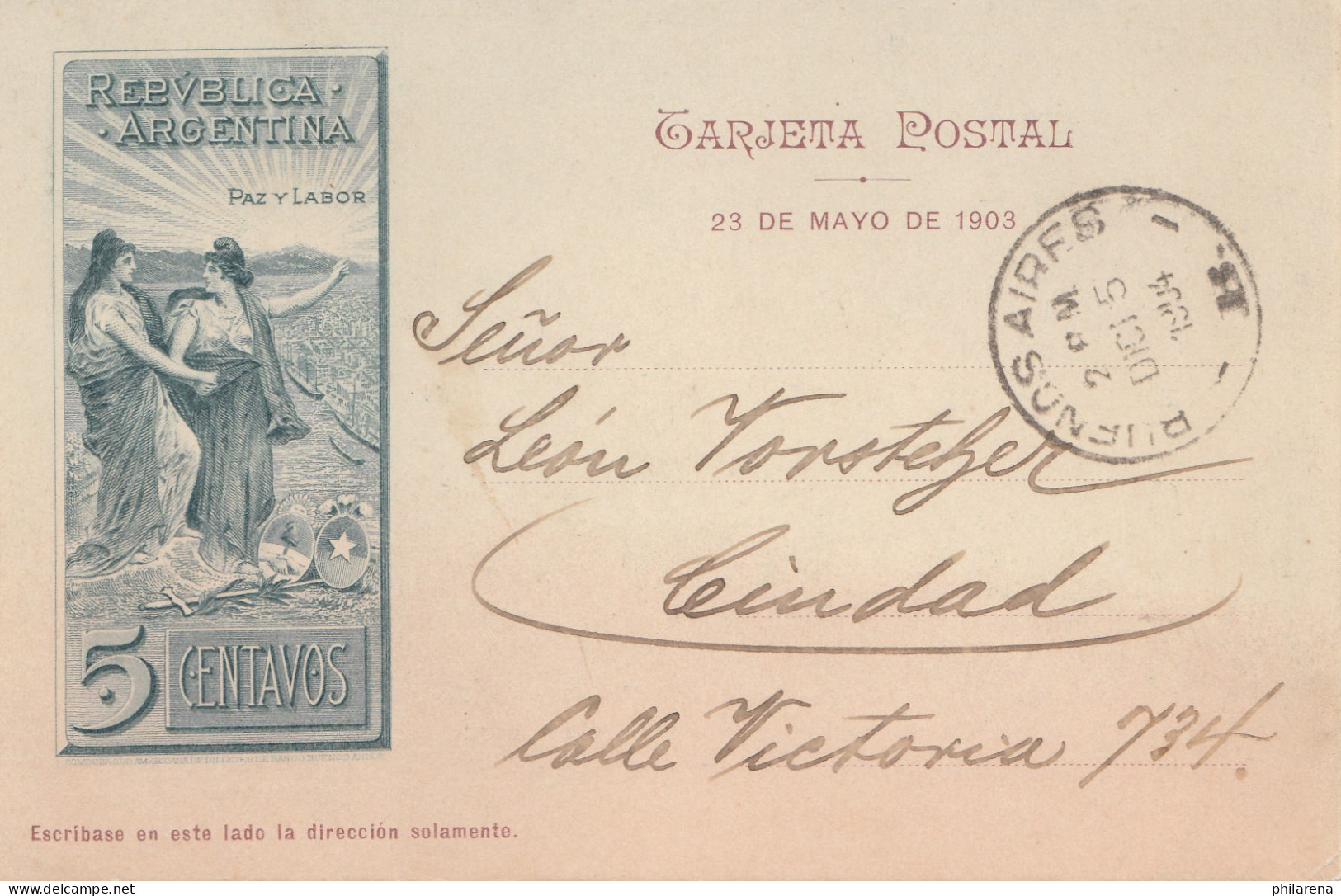 Argentinien: 1904: Ansichtskarte Buenos Aires - Autres & Non Classés
