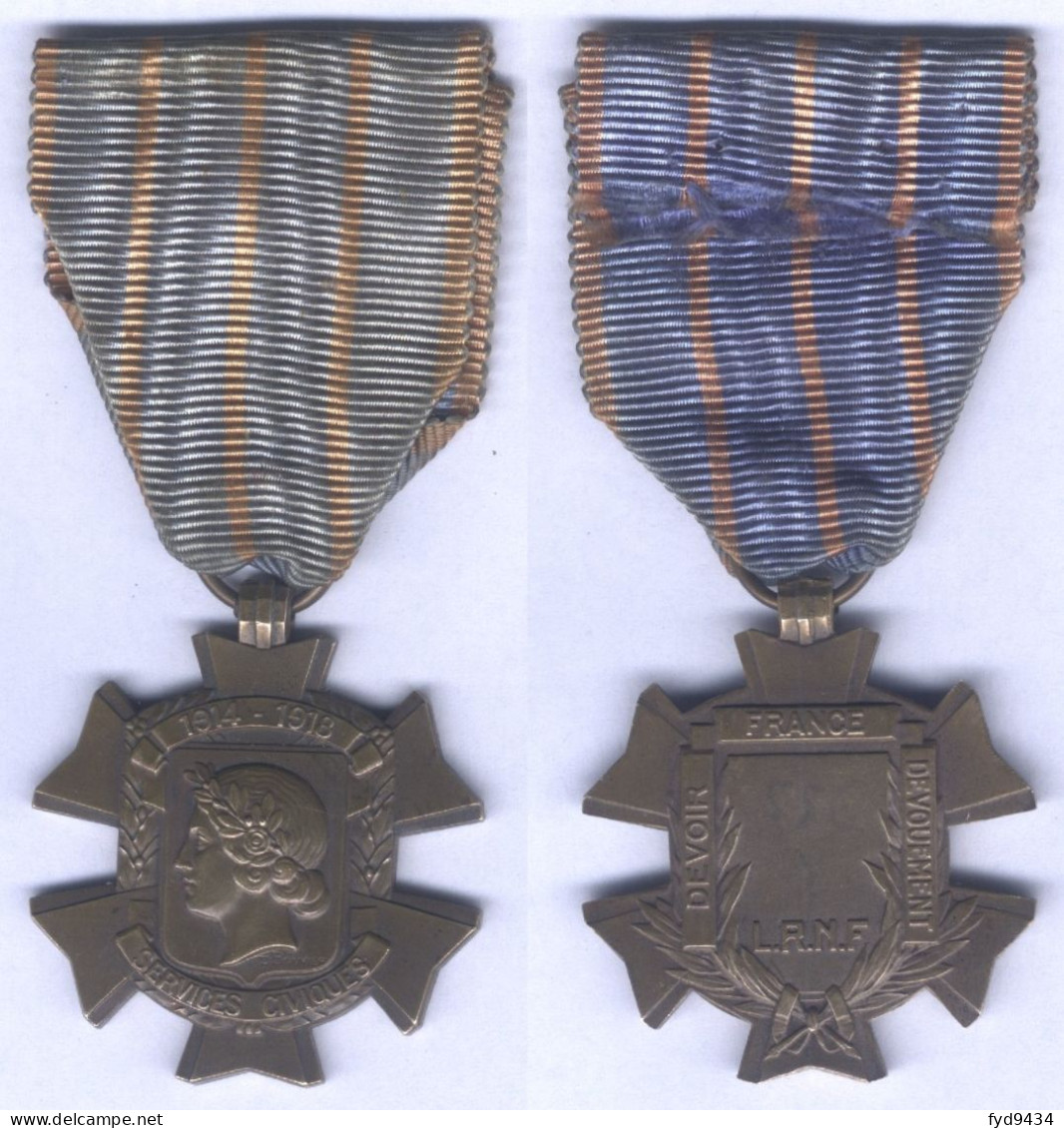Médaille Des Services Civiques - 1914 / 1918 - Frankreich
