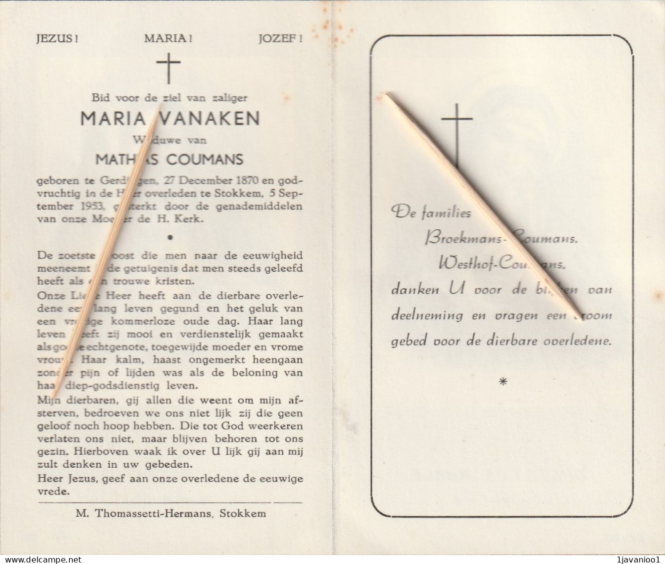 Gerdingen, Stokkem, Maria Vanaken, Coumans - Religion & Esotérisme