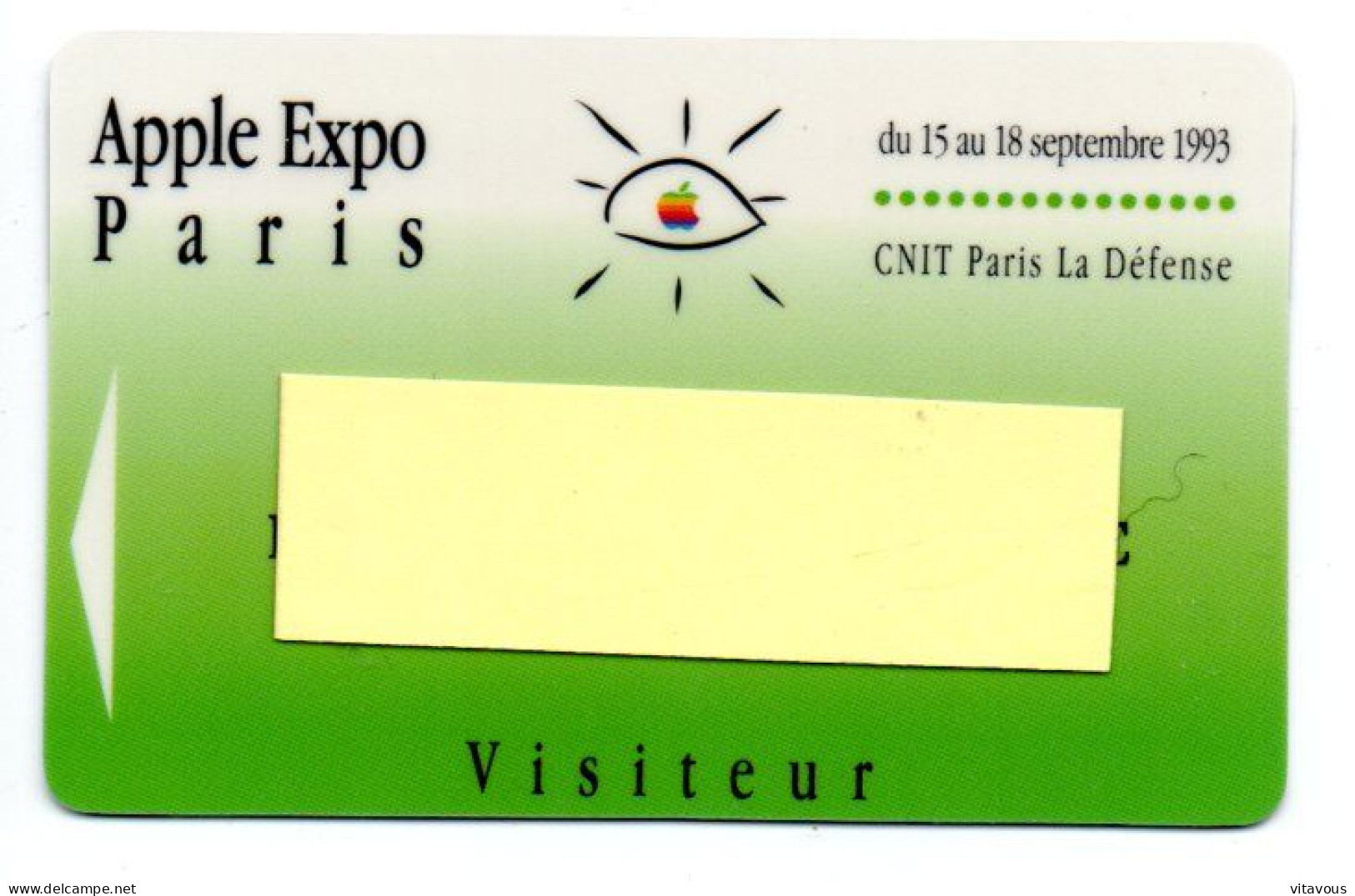 Carte Salon Badge  APPLE EXPO 1993  Card FRANCE Karte (F 650) - Tarjetas De Salones Y Demostraciones