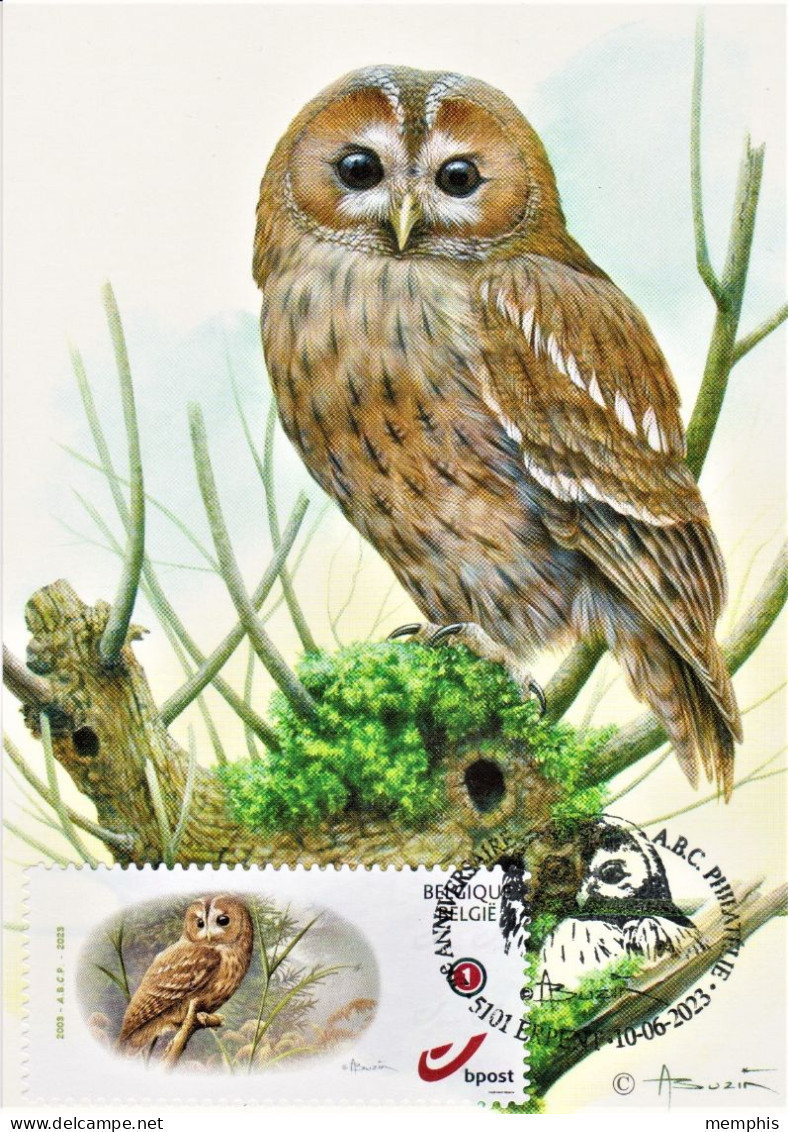 Maximumkaart Gravure "Bosuil" Buzin Met MyStamp En Speciale Stempel 20 Jaar A.B.C.P.  "Erpent" 10-06-2023 - 1985-.. Oiseaux (Buzin)