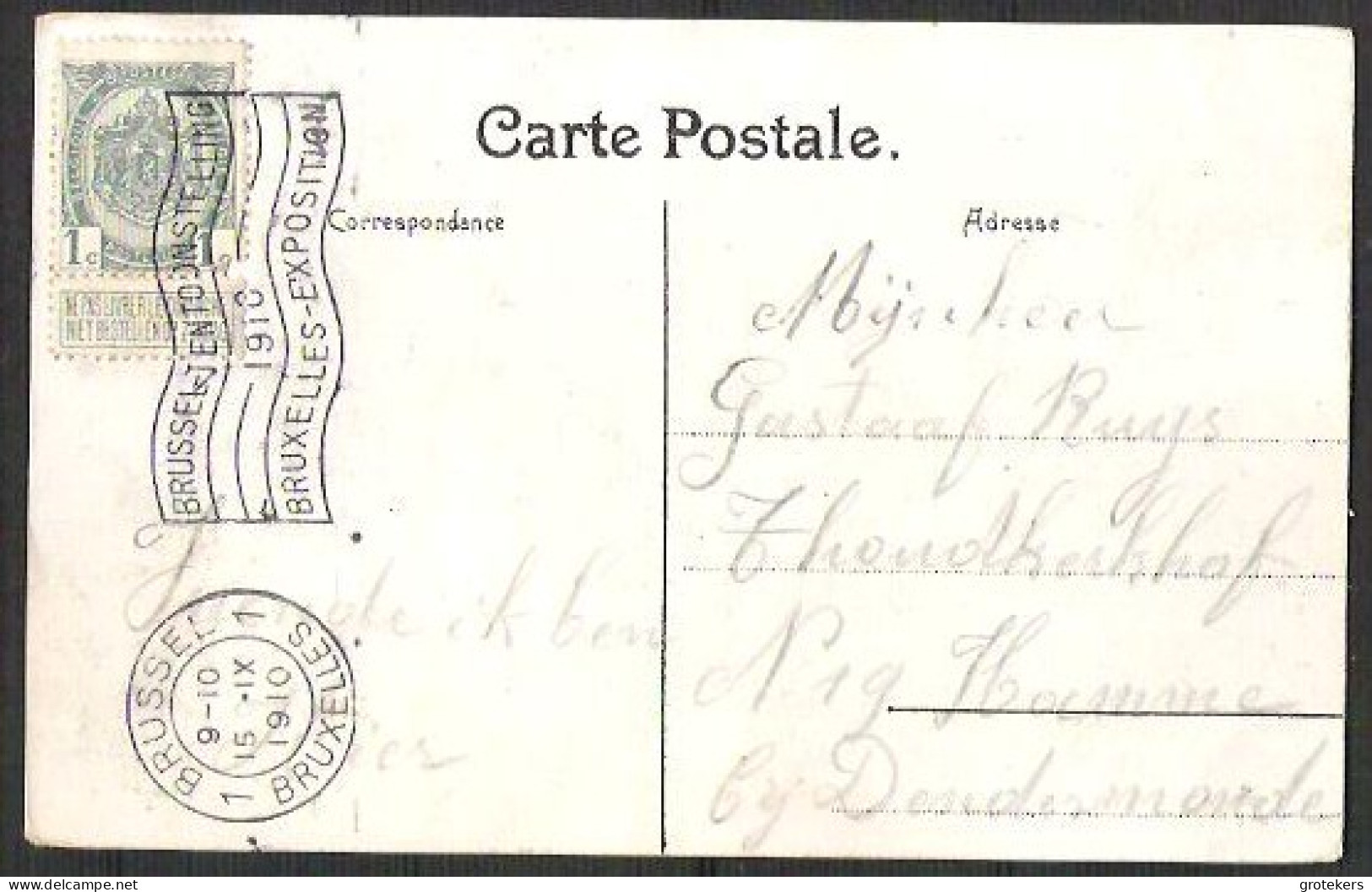 BRUSSEL Tentoonstelling 1910 Pavillon De Gand Afgestempeld Met Tentoonstellingsstempel / Cachet D'exposition - Weltausstellungen