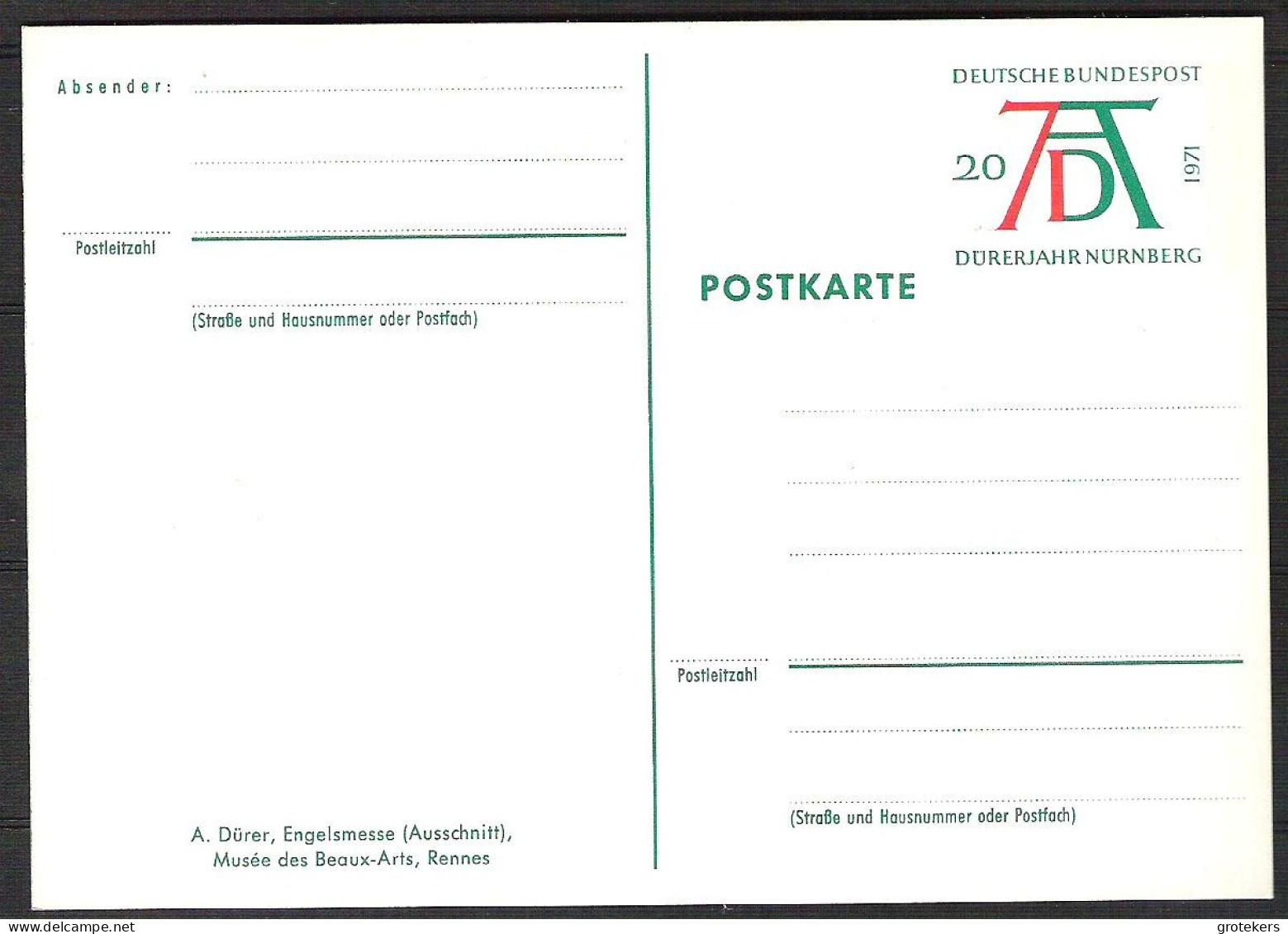 GERMANY 5 Different Postal Stationery  Albrecht DÜRER (Mi) P So 3  /01 Till /05 (war P 100   01/05 *) - Cartes Postales Illustrées - Neuves