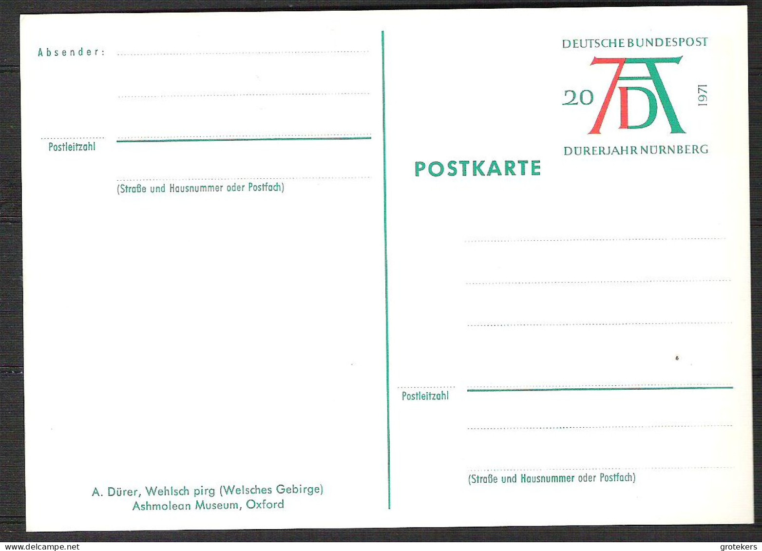 GERMANY 5 Different Postal Stationery  Albrecht DÜRER (Mi) P So 3  /01 Till /05 (war P 100   01/05 *) - Cartoline Illustrate - Nuovi