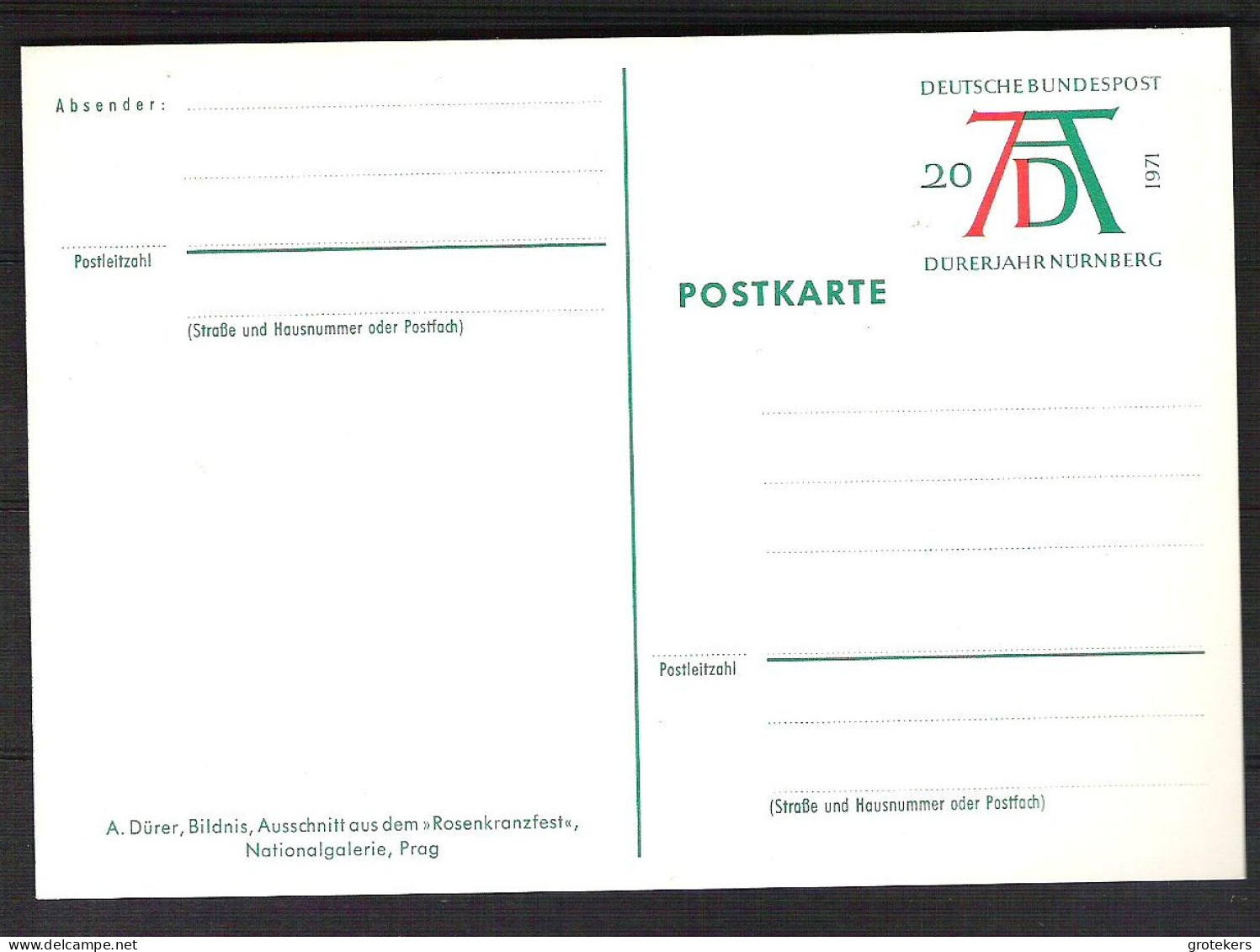 GERMANY 5 Different Postal Stationery  Albrecht DÜRER (Mi) P So 3  /01 Till /05 (war P 100   01/05 *) - Cartoline Illustrate - Nuovi