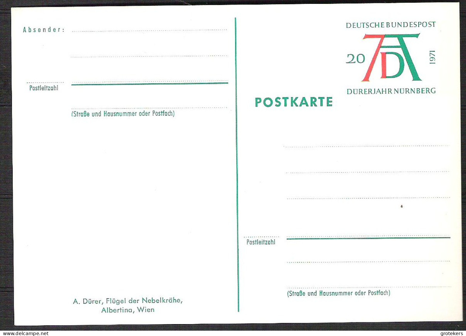 GERMANY 5 different postal stationery  Albrecht DÜRER (Mi) P So 3  /01 till /05 (war P 100   01/05 *)