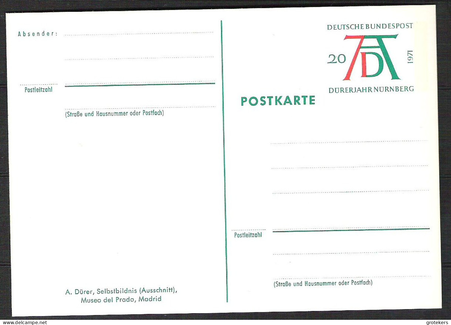 GERMANY 5 different postal stationery  Albrecht DÜRER (Mi) P So 3  /01 till /05 (war P 100   01/05 *)