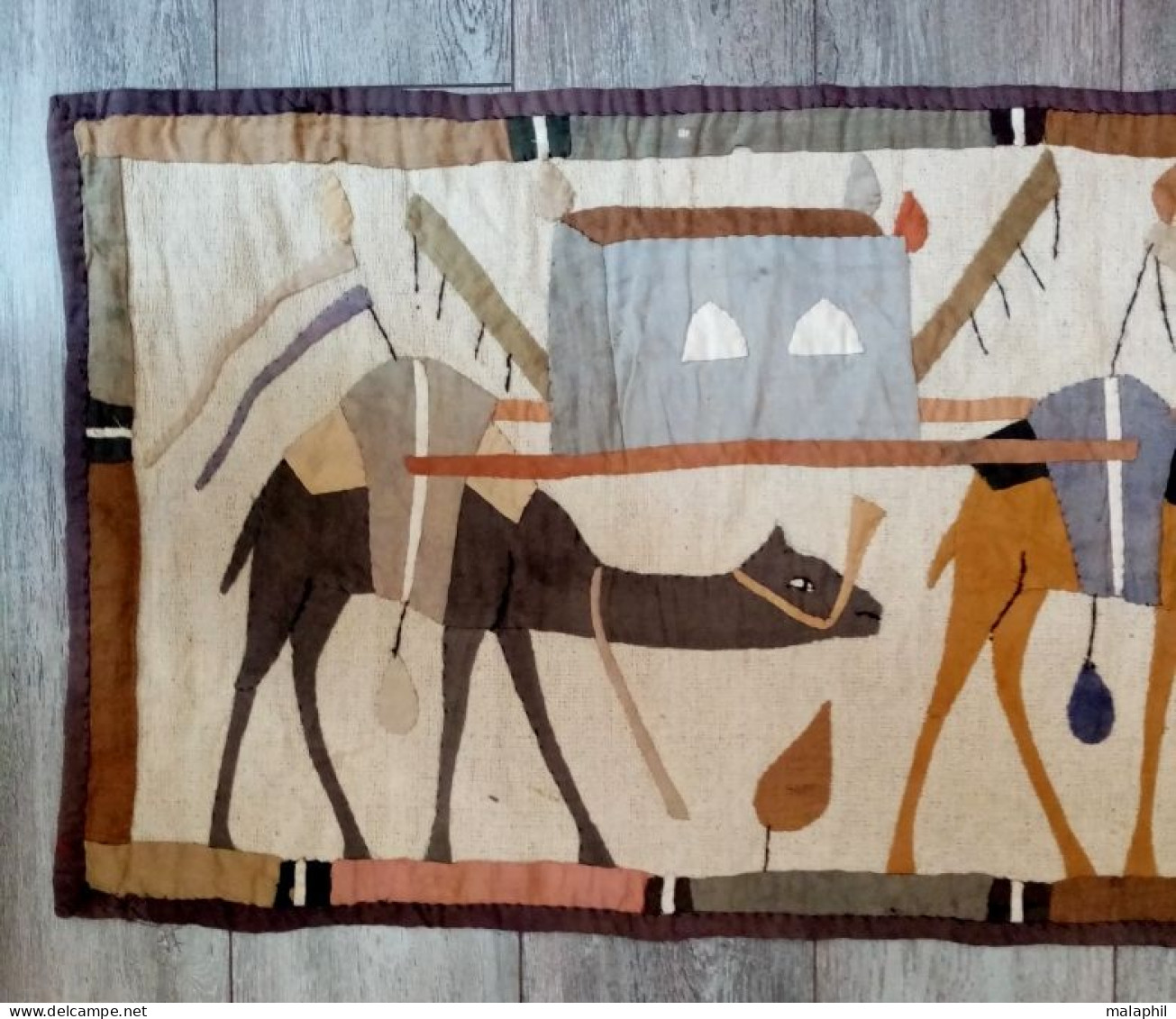 Bradé ! TAPISSERIE PATCHWORK CHAMEAUX EN CARAVANE – MAGHREB - Rugs, Carpets & Tapestry