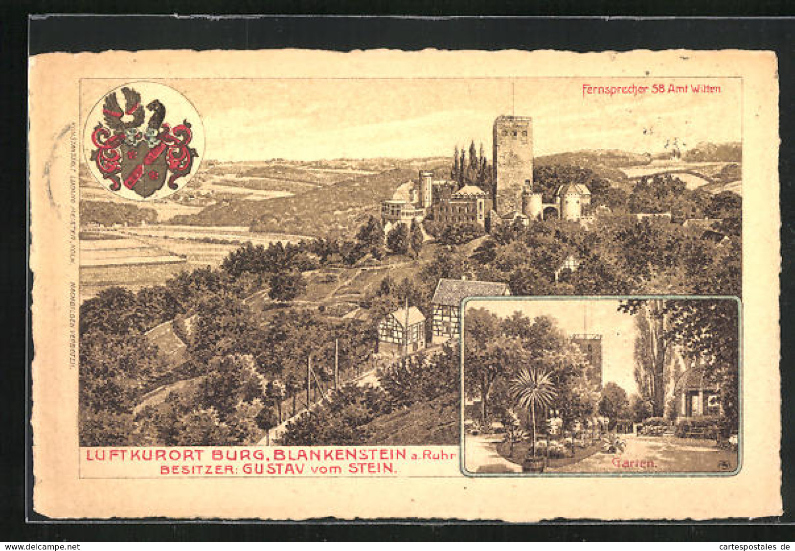 Künstler-AK Hattingen, Burg Blankenstein Mit Gasthaus  - Hattingen