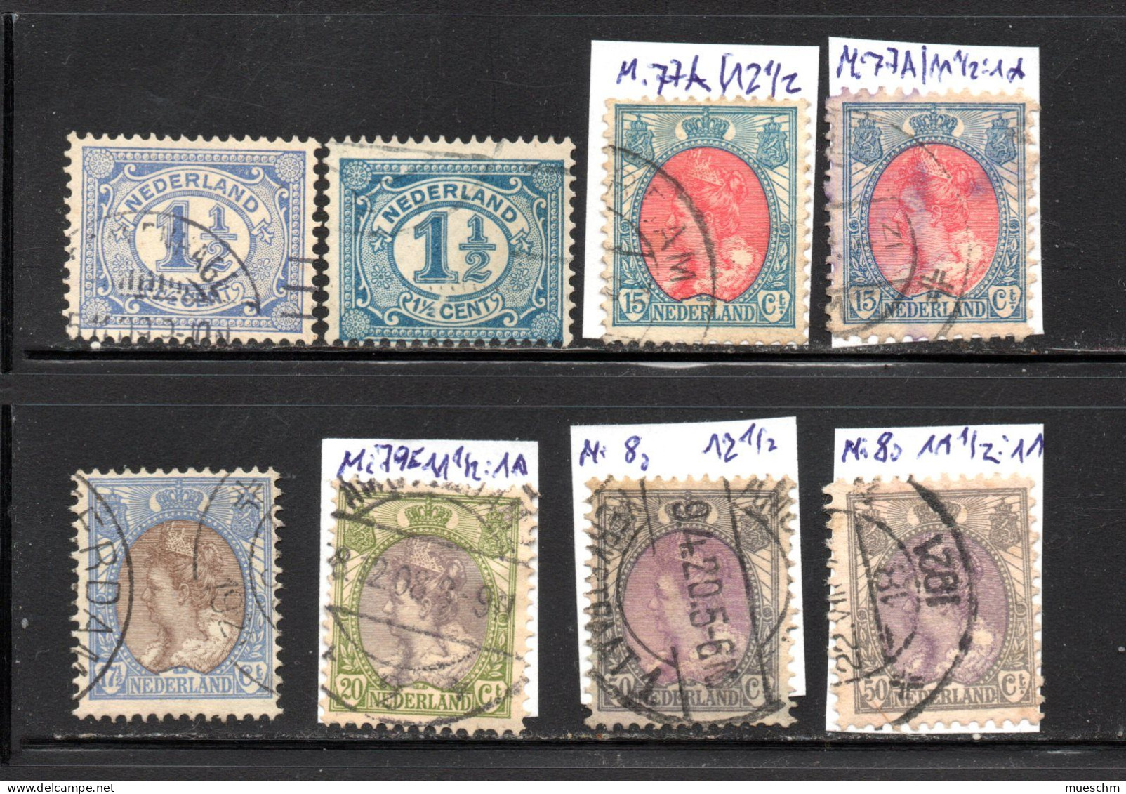 Niederlande, 1908-14, Freimarkensatz 1 1/2C - 50C, MiNr.75-80, Gestempelt (20217E) - Usati